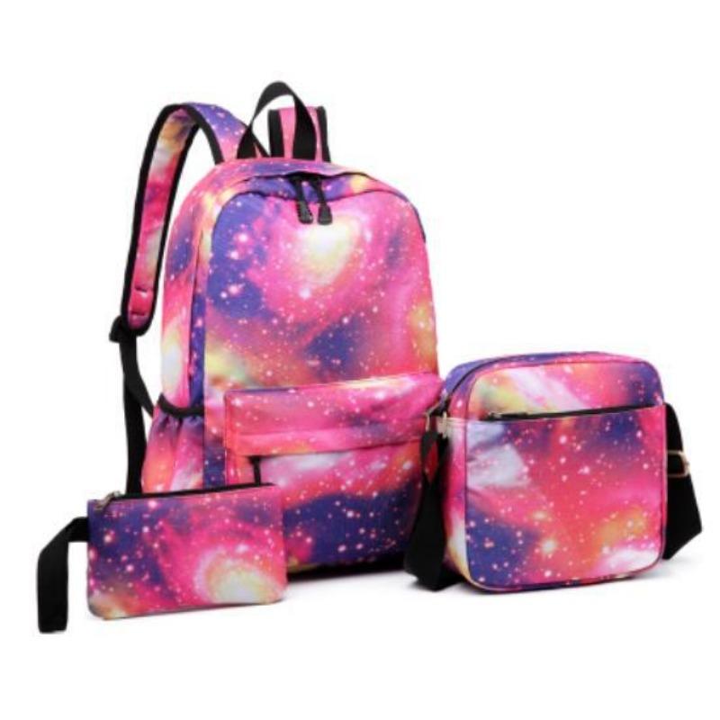 School bag casual backpack three-piece set canvas men's and women's star backpack fashion