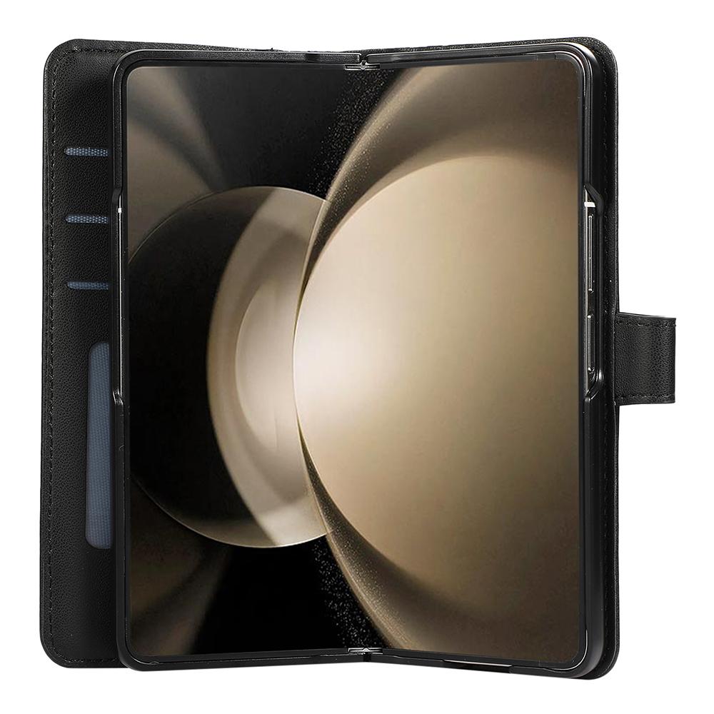 For Samsung Galaxy Z Fold6 5G Case 3D Rhombus Grid Imprinted Wallet Leather Phone Cover with Lanyard