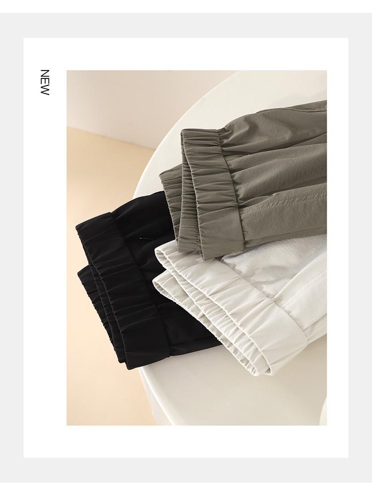 Zipper Pocket Small Leg Pants for Women In Spring 2026, Fashionable and Versatile, Elastic Waisted Casual Cropped Pants