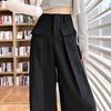 Vår og høst Løse og komfortable svarte bukser med vidde ben for kvinner