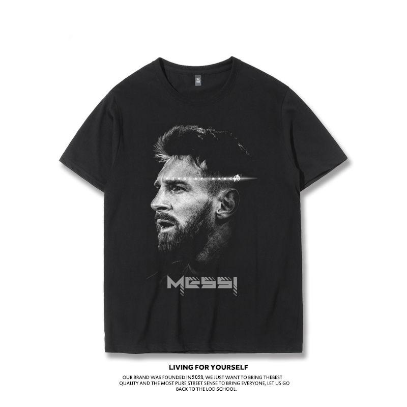 

Messi Printed T-shirt Football Fan Commemorative Short Sleeved Top - Men s Summer Cotton Graphic Tee S разноцветный