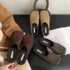 Spring Summer French Flat Heel Semi-Covered Head Slippers Women's Shoes Outdoor Wear Big Flower Semi-Support Slippers