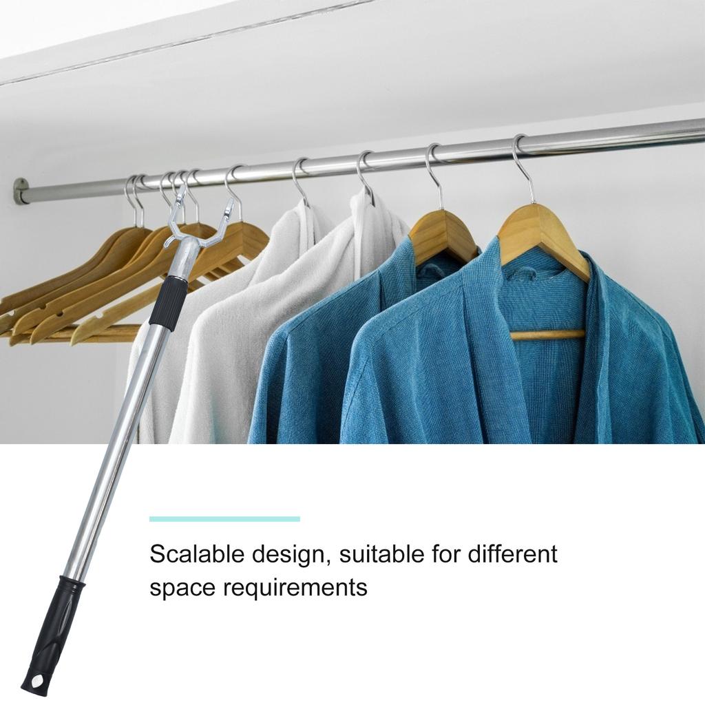 Stainless Steel Clothes Fork Heavy Duty Telescoping Pole Closet Bracket Clothesline Support Extended Hanger Rod Hardware
