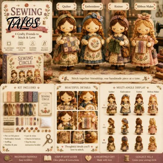 Craft Kit with Instructions Patchwork Girl DIY Kit, 3D Doll Sewing Set Pre-Cut for Teens Fabric Thread Needles, Cute Home Decor Handmade Gift