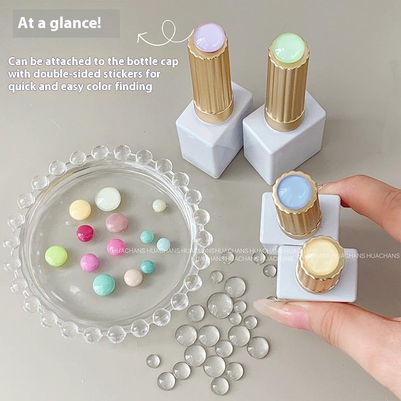 Mini Glassfargekort Manikyurbønnefargekort Neglelakk Limplate Neglelakk Høytransparent 3D Rund Perle Manikyurverktøy