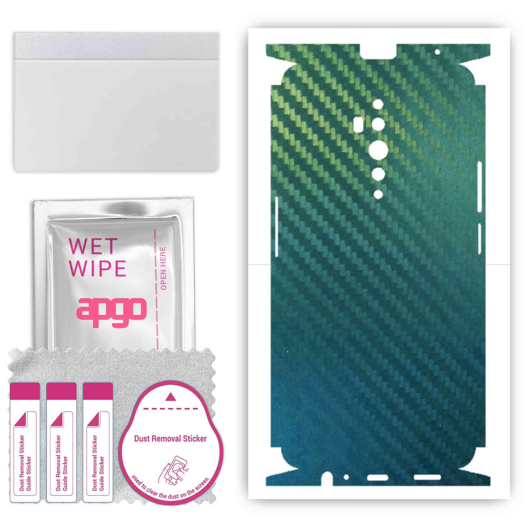 

apgo Protective Skin Sticker for the back+sides compatible with Oppo Reno2 Z, Full Wrap Film, Foil, Vinyl - Pattern Carbon Chameleon CAKA1