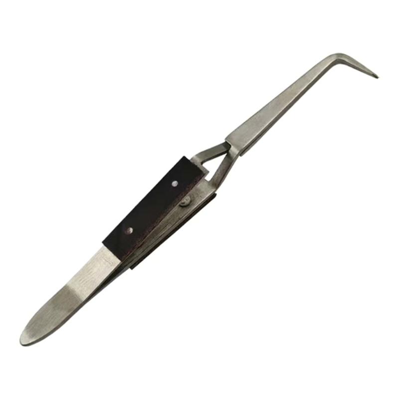 Crosses Lock Soldering Tweezer Auto Closing Jewelry Welding Craft Repair Hand Tool Heat Resistant Clamp Clip Pointed Tip