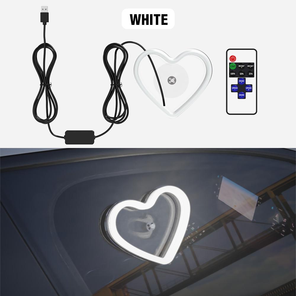 Car LED Glass Window Lights Interior Decoration Lights Glowing Heart Atmosphere Light USB Wiring Car Modification Neon Lamp
