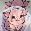 Unisex Japanese Retro Flocked Piglet Short-Sleeve T-Shirt, Niche Design, Couple's Lazy Style Half-Sleeve Top