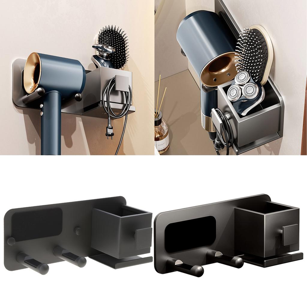 Hands Free Hair Dryer Holder Storage Box Aluminum Shelf For Bathroom Organizer Storage Rack Bathroom Accessories Set