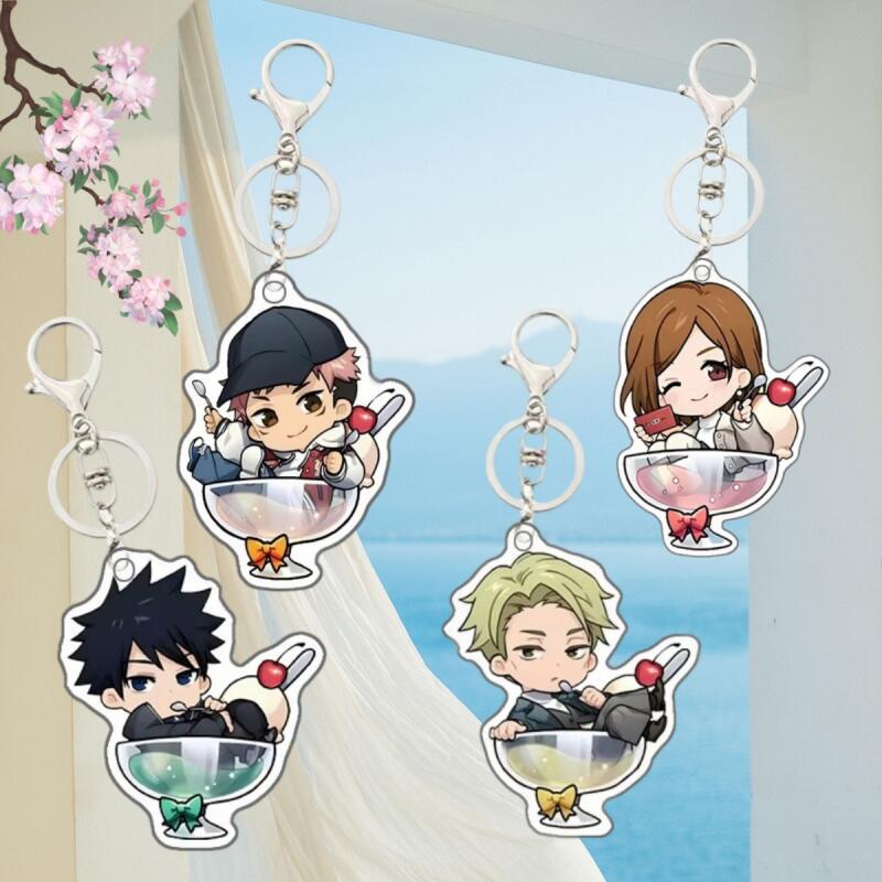 Acrylic Keychain for Jjk Yuji Itadori Nobara Kugisaki Kento Nanami Megumi Fushiguro Dessert Cup Design Anime Decoration Pendant