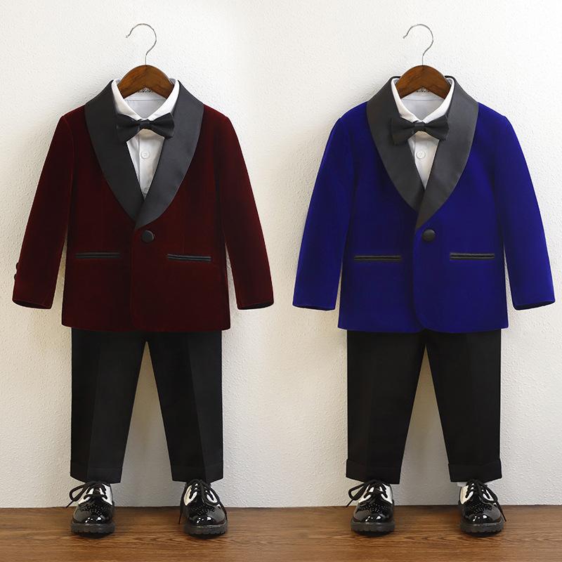 Boys' Suit Flower Dress Suit Performance Suit Children's Piano Performance Suit Baby One Year Old