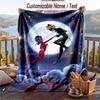 Miraculous Ladybug Flannel Blanket, Personalized Custom Name Text, Soft Warm Plush Throw Blanket For Gift