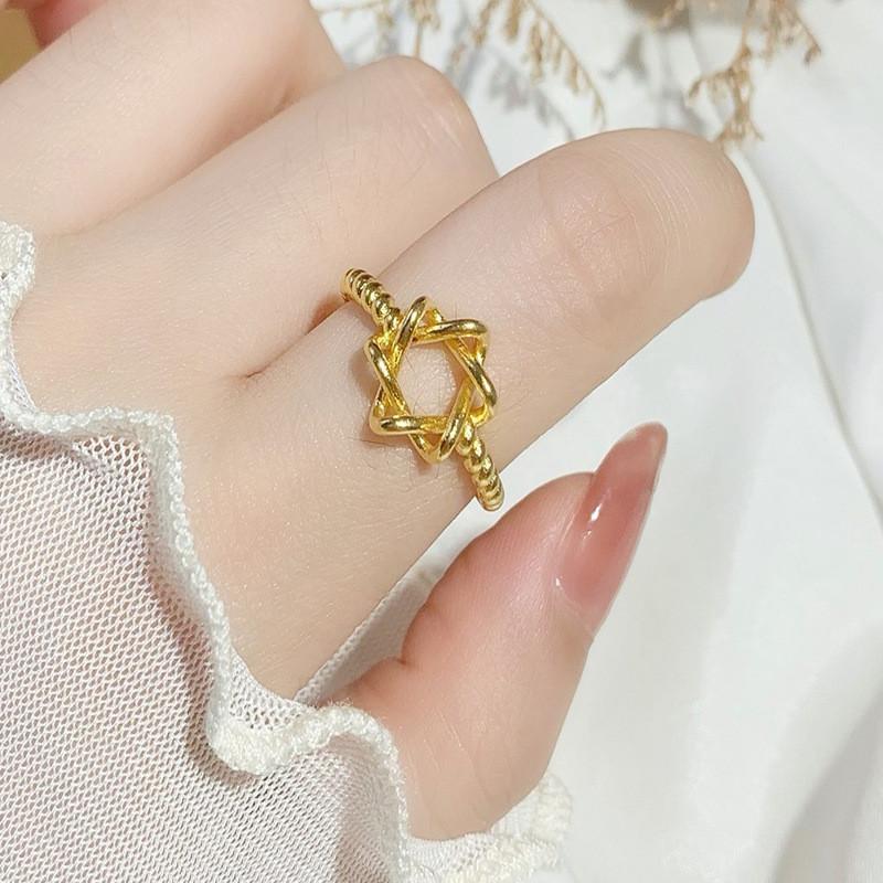 

Plated Fashionable Gold Six Pointed Star Ring For Women Stylish And Adjustable Jewelry