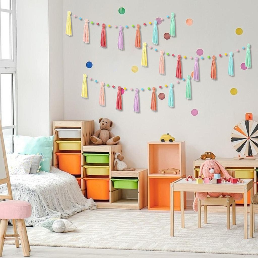 Boho Tassel Garland 3 Pieces Boho Classroom Garland Decor Party Supplies for Christmas Photography School Bulletin Nursery