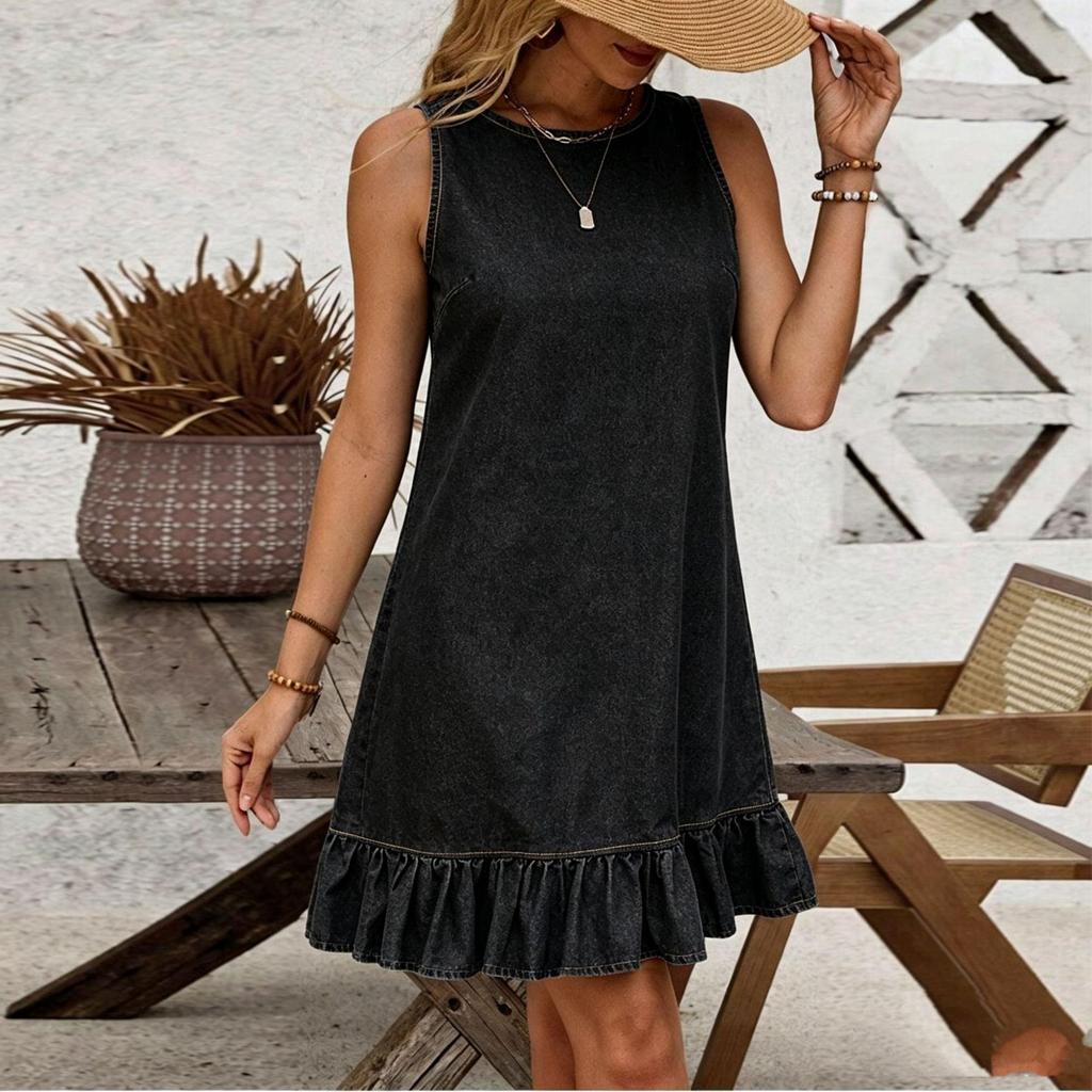 European and American Women's Cross-Border Back-Button Denim Dress Skirt
