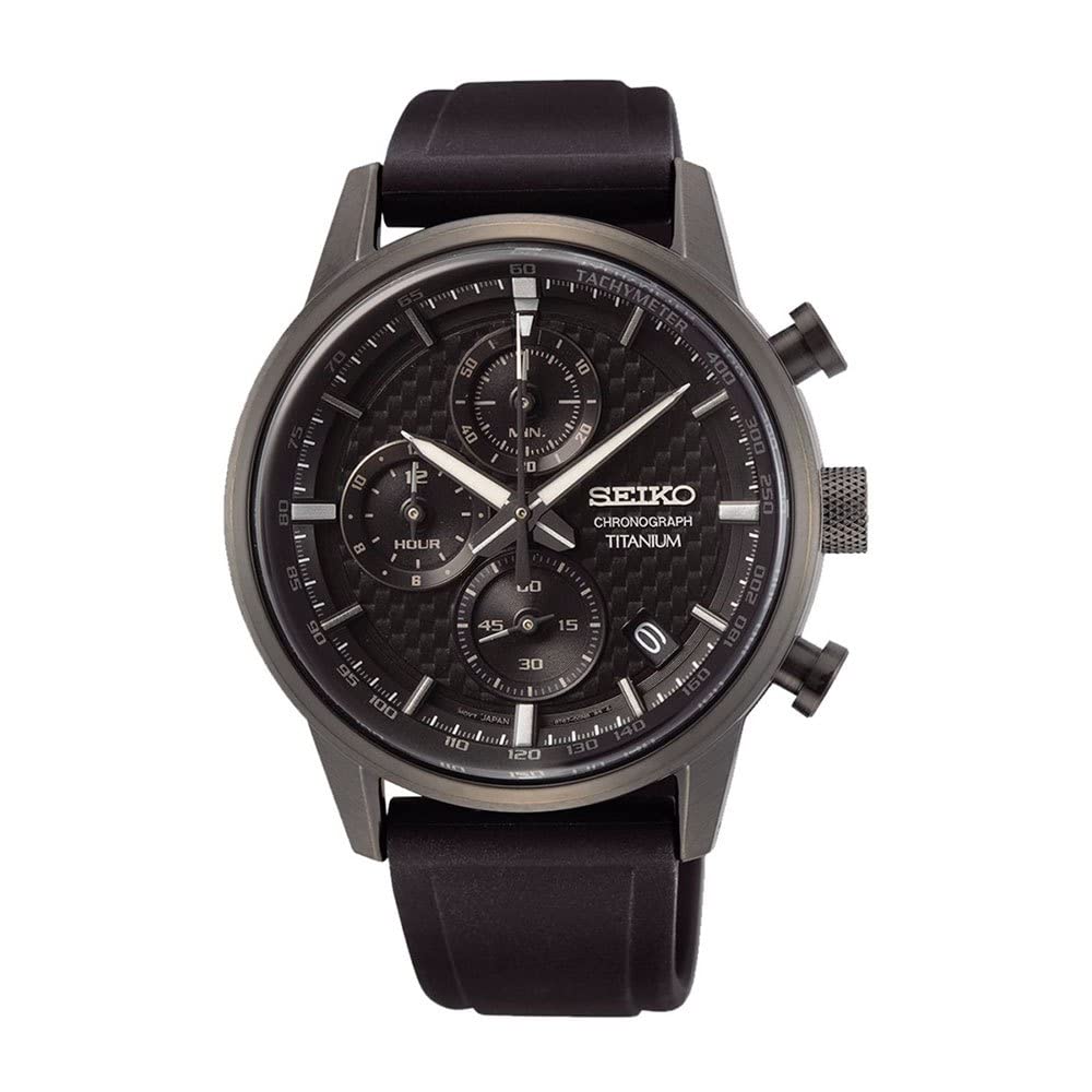 

Seiko SEIKO Watch Chronograph Overseas Model Black Urethane Band Titanium SSB393P1 Men s [Used] чорний