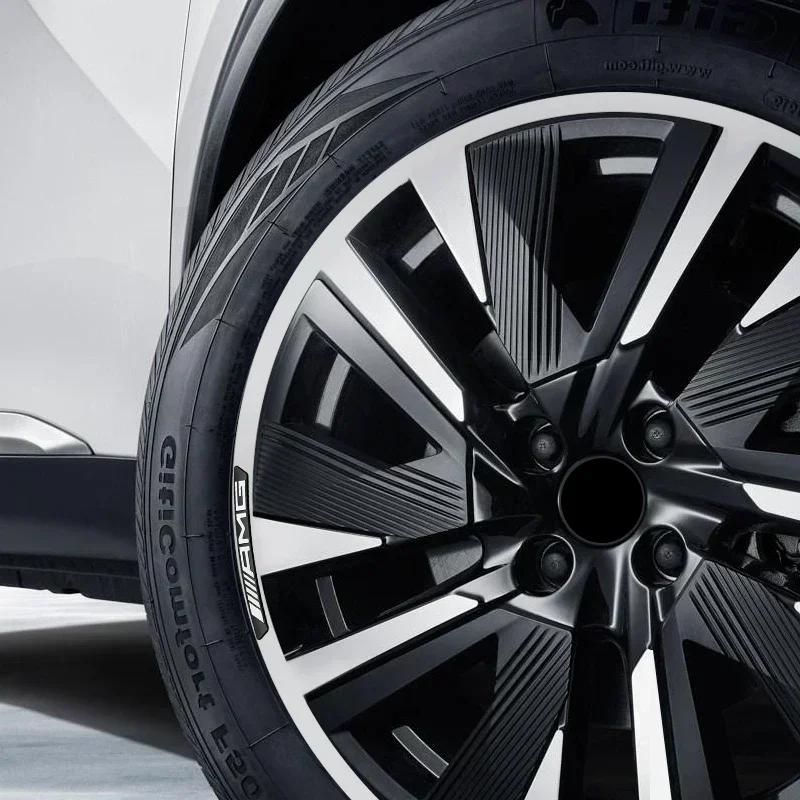4Pcs Aluminium Car Emblem Wheel Hub Rim Badge Stickers Decals For Mercedes Benz AMG W212 W204 W211W168 W213 W210 W124 GLA GLC