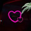 Gevrkjenp Car LED Light - Heart Shape Solar Window Light, Neon Mini LED Light