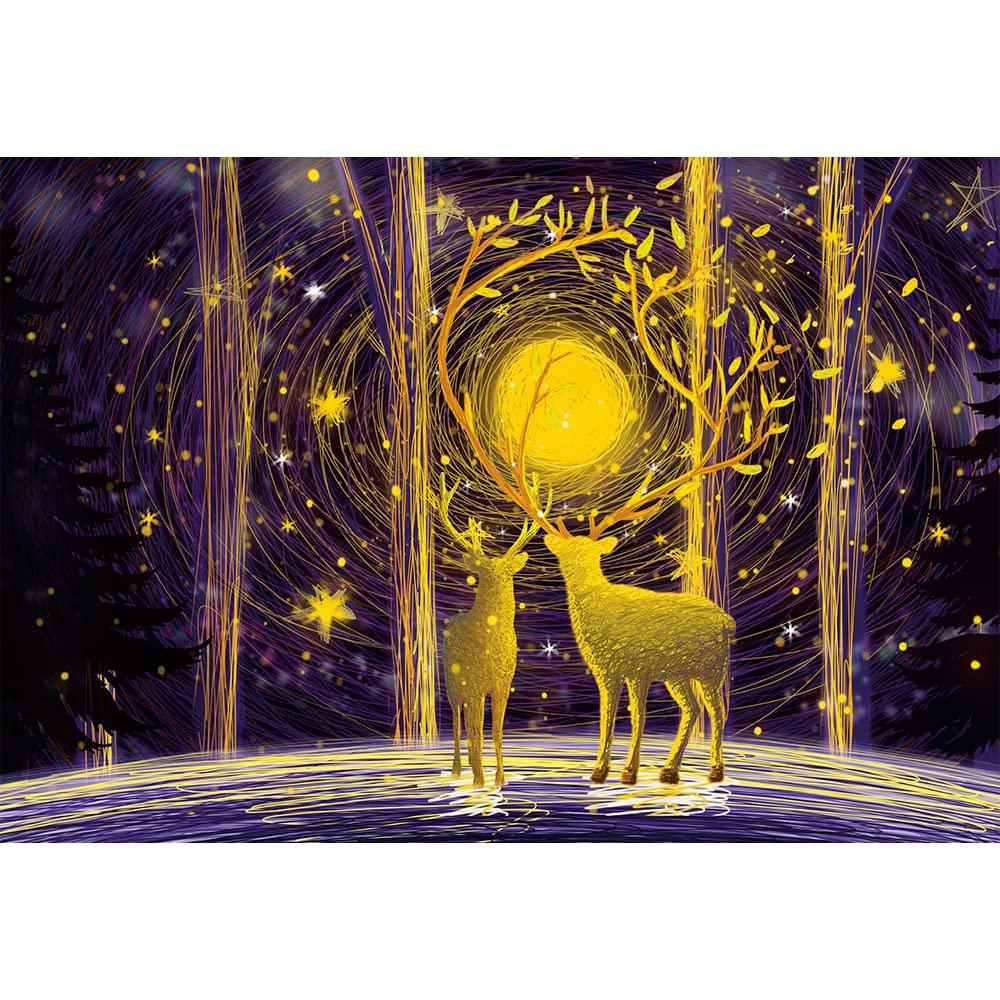 

MISITU Micro Piece Jigsaw Puzzle, 1000 Pieces, Landscape Painting, Starry Sky, Night, Forest, Animals, Deer, Nature, Gift, Birthday, Christmas,