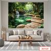 2D Naturwasserfall Kulisse Üppiger Wald Studio Fotografie Hintergrund