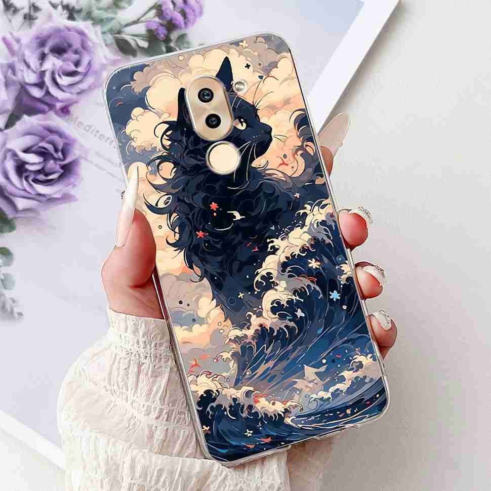 For Huawei Honor 6X BLN-AL10 Case Cute Cartoon Painting Soft Silicone TPU Cover For Honor 6X 6x BLN-L21 5.5" Popular Cats Shell