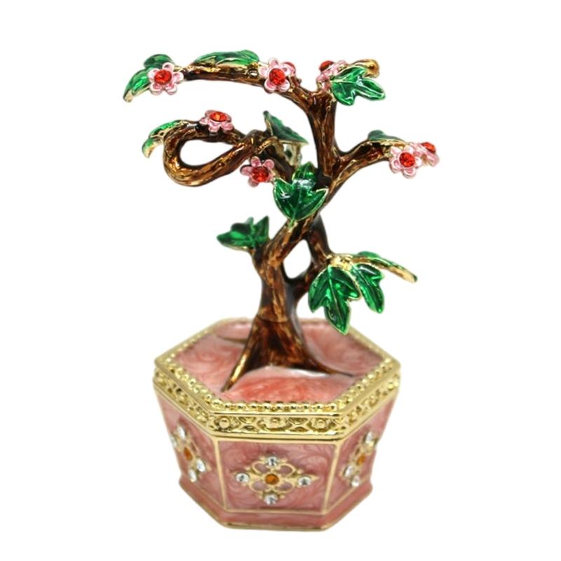 

Creative Money Tree Shaped Desktop Ornament Jewelry Organizer Box with Lid Storage Container for Sorting Small Item рожевий