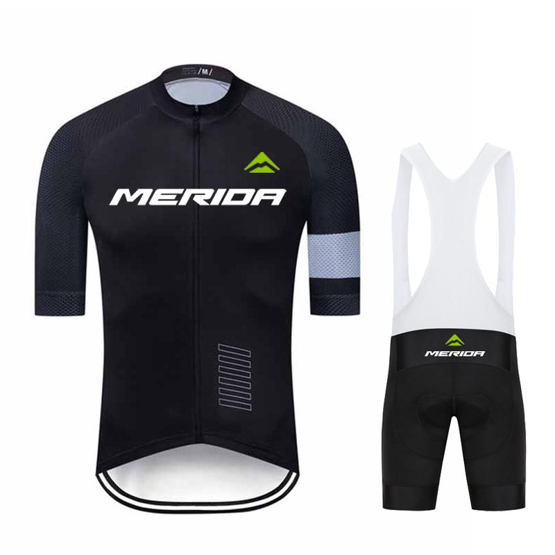 Men Summer Merida Short Sleeve Cycling Jersey Set MTB Maillot Ropa Ciclismo Bicycle Wear Breathable Cycling Clothing