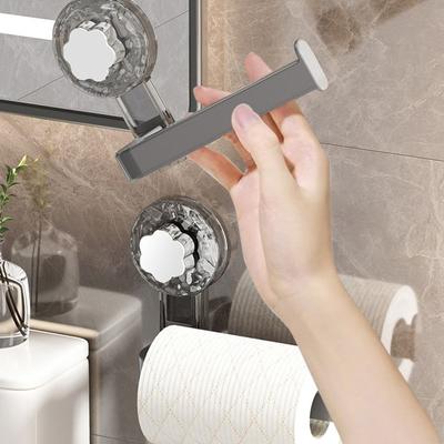Wall Mounted Suction Cup Tissue Holder Stable Waterproof Tissue Rack Plastic Reusable Toilet Paper Holder Home