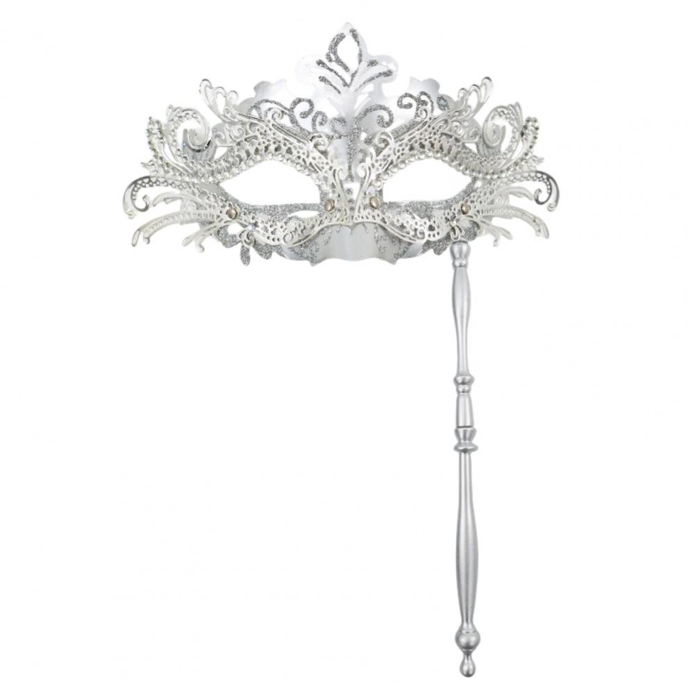 Fancy Dress Party Eyewear Mask Metal Handheld Stick Half Face Venetian Masque Rhinestones Women Mask Prom Ball Masquerade