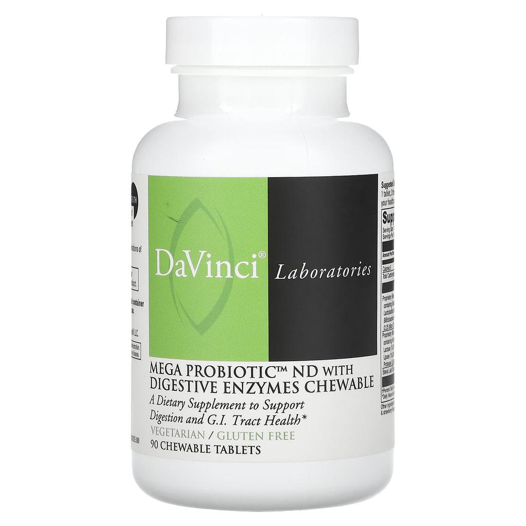 DaVinci Laboratories of Vermont Chewables with Mega Probiotic ND and Digestive Enzymes, 90 Chewable Tablets