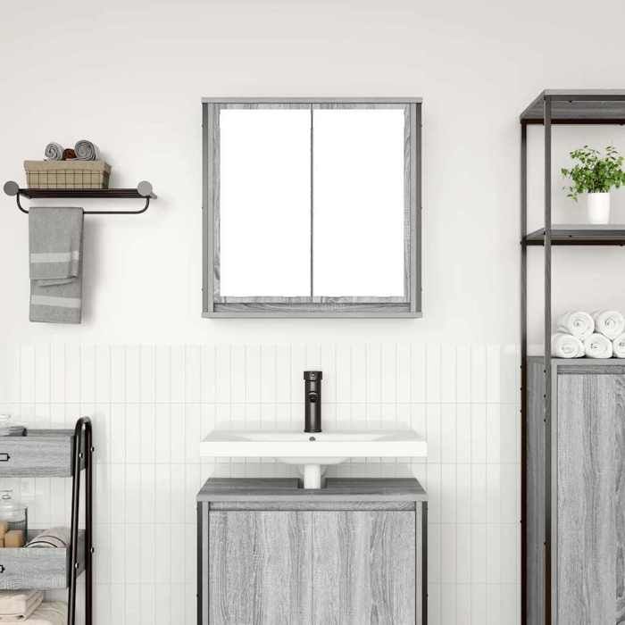 VidaXL Armoire murale de salle de bain miroir sonoma gris 60x21x60 cm, armoire suspendue de salle de bain, meuble mural de 861900
