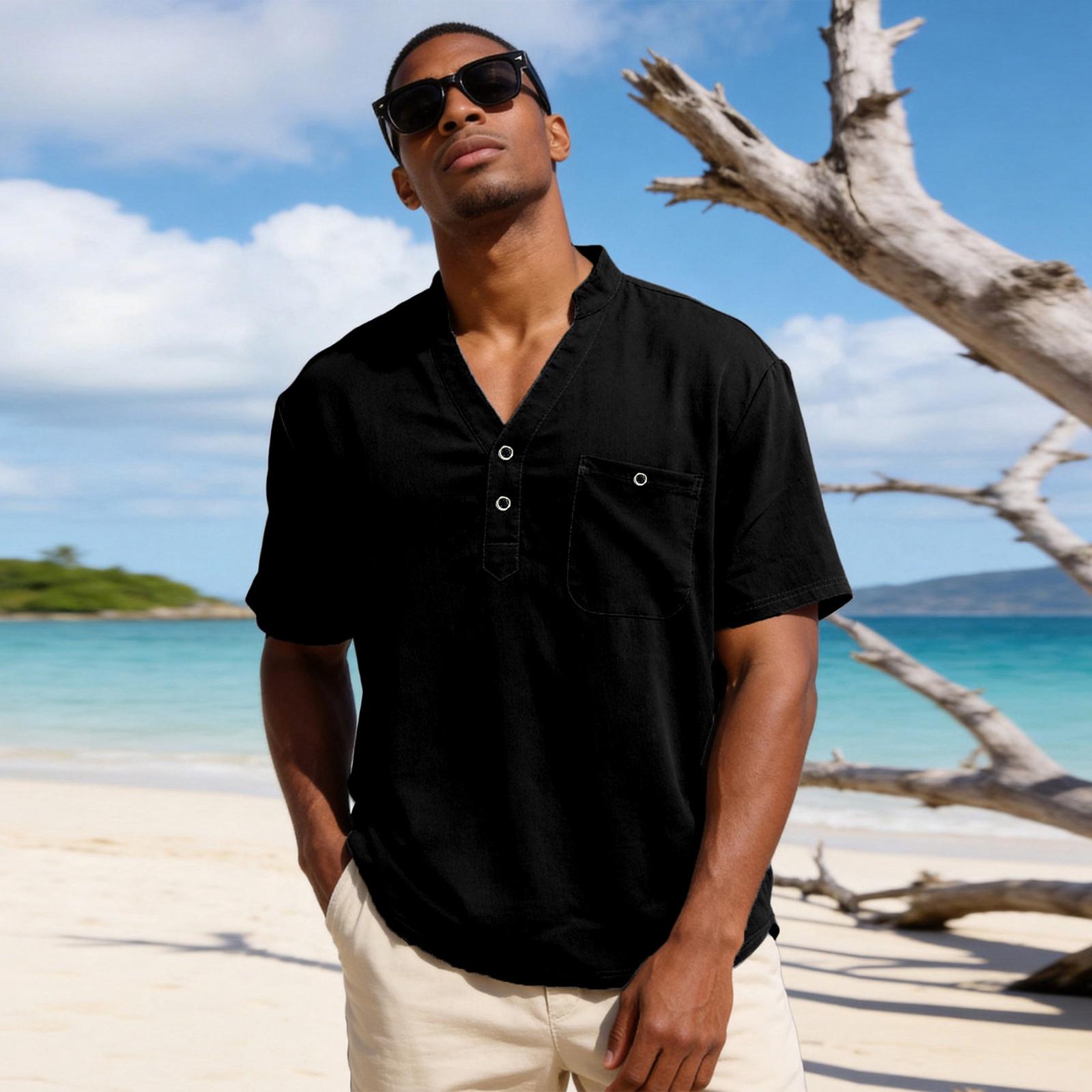 Men s Breathable And Lightweight Half-collared Shirt L