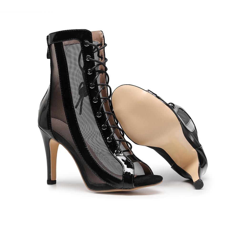 2024 Newest Women Latin Dance Boots Black Bachata Salsa Dancing Shoes For Woman High Heel Ballroom Dance Shoes High Top Outdoor