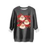 Womens Thick Hoodie Leopard Print Bow Santa Snowflake Graphic Round Neck Loose Fit Casual Winter Sweatshirt