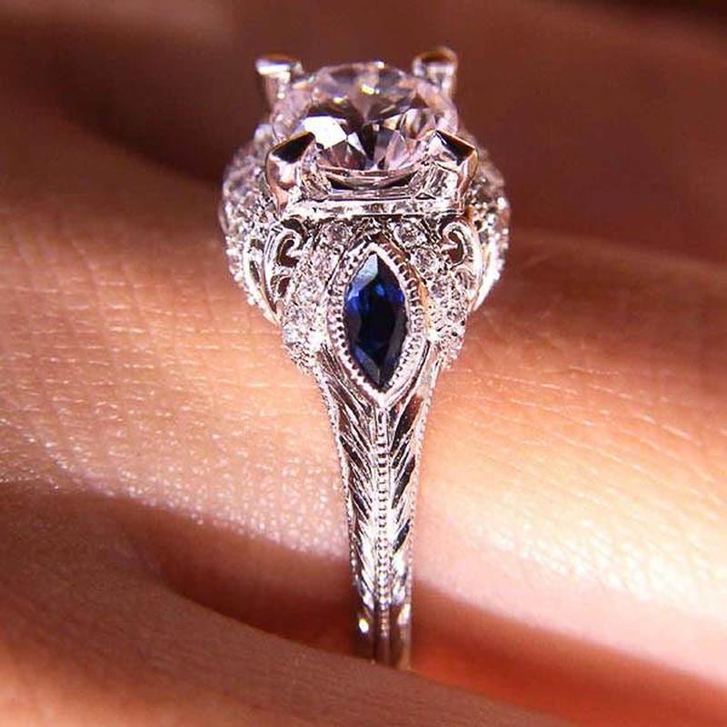 

Huitan Noble Women Wedding Rings with Marquise Blue Cubic Zircon Gorgeous Lady Accessories Anniversary Gift Party Trendy Zircon 6