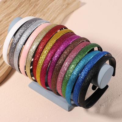 Modische Einfarbige Damen Glitzer Haarbänder Für Mädchen Schlichter Haarreif Haarbänder Stirnbänder Kinder Geschenke Kopfschmuck Haaraccessoires
