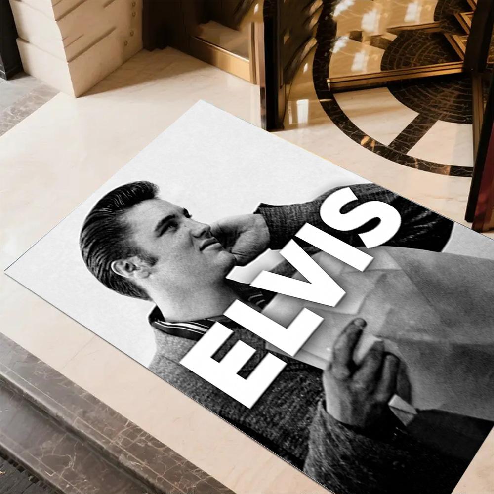 Elvis Presley Legende Bodenmatte Design für Eingangsbereich Esszimmer Spielzimmer Arbeitszimmer Rutschfeste Teppich Büro Heimdekoration Spirituelles Geschenk
