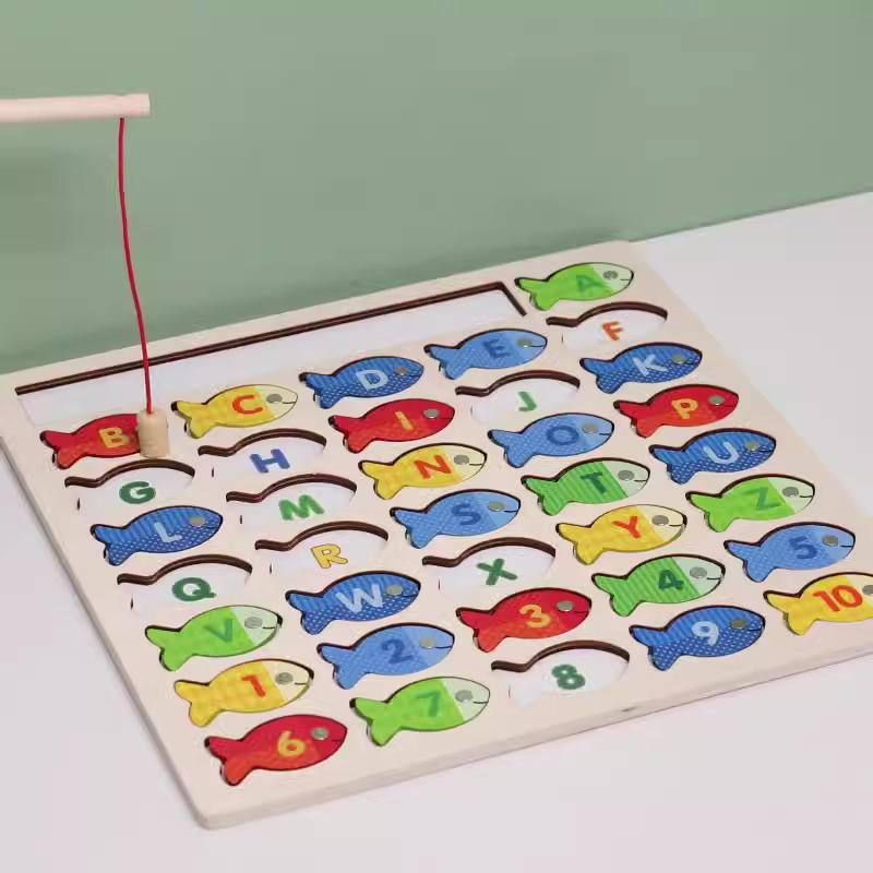 Children's Wooden Magnetic Fishing Toy - Letter & Number Puzzle for Parent-Child Interaction