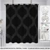 1pc Geometric Print Waterproof Black Shower Partition Privacy Hanging Curtain with 12 Hooks Multiple Sizes Easy Installation