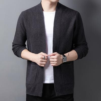 Maglione Cardigan da Uomo in Maglia Primavera e Autunno Cappotto da Uomo Top Moda Casual Maglione Uomo Tinta Unita