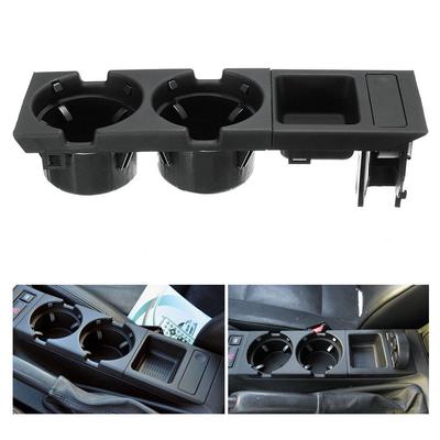 Portavasos para consola central delantera de coche + bandeja para monedas para BMW Serie 3 E46 1998-2004, color negro
