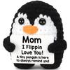 Hand-Knitted Penguin Wool Plush Ornament with Positive Energy Card