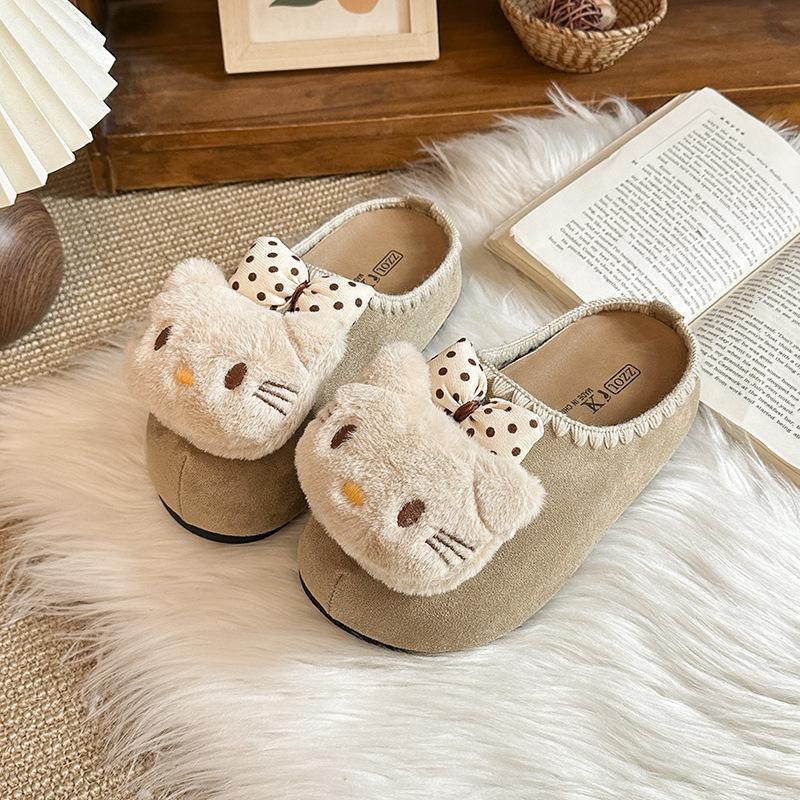 

Трехмерная сумка-голова кошки универсальные повседневные тапочки женские осенне-зимние ретро милые мультяшные для улицы толстоподошвенные сумка-голова швабра 35