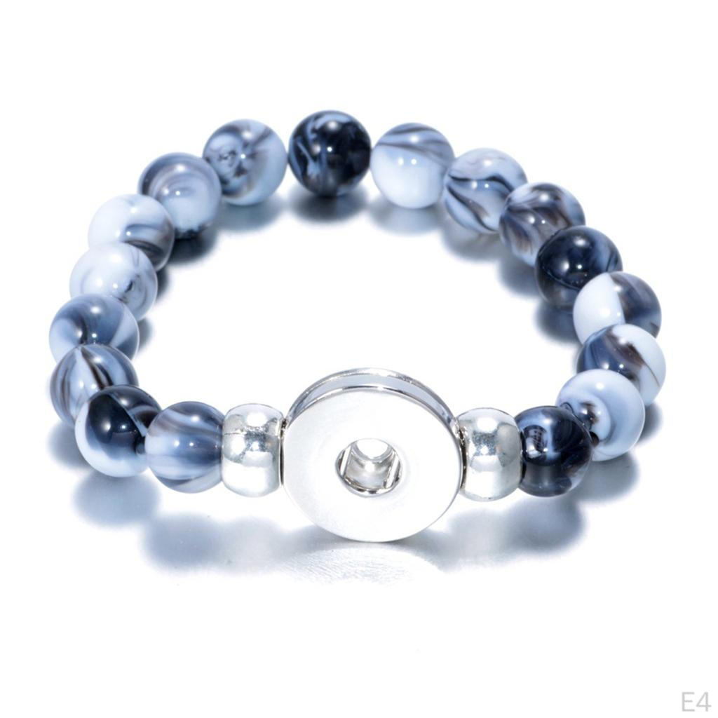 18mm Resin Beads Bangles Snap Button Bracelets Jewelry Making Kit Gifts 23cm