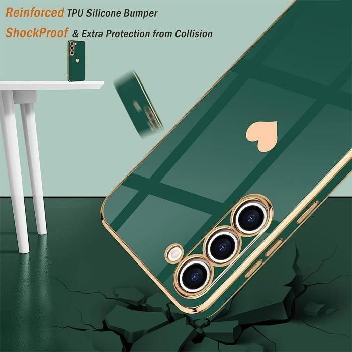 Coque de protection - BOOLING - Samsung Galaxy S24 FE - Souple - Motif Cœur - Vert Nuit