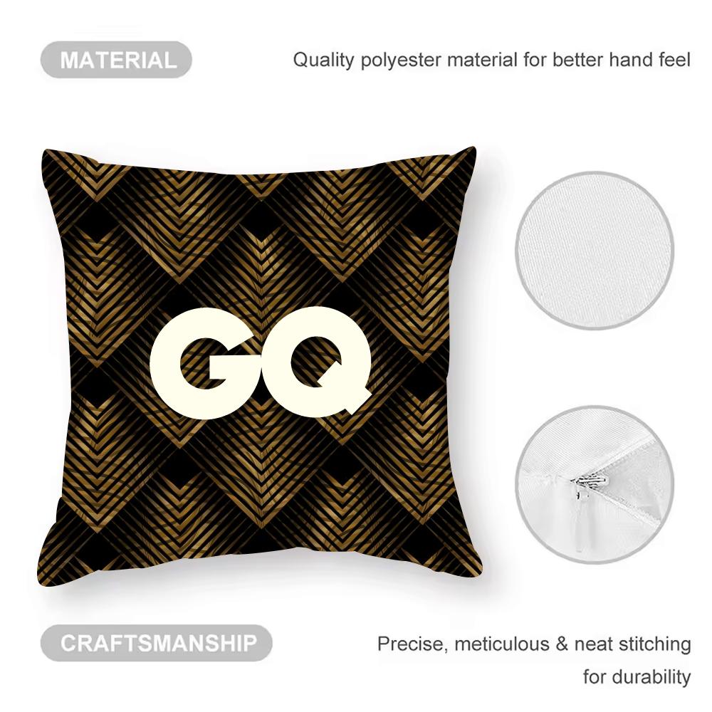 GQ Magazine Cushion Cover Anti-dustmite Pillowcase Invisible Zipper Silky Short Plush Sofa Cushion Cover