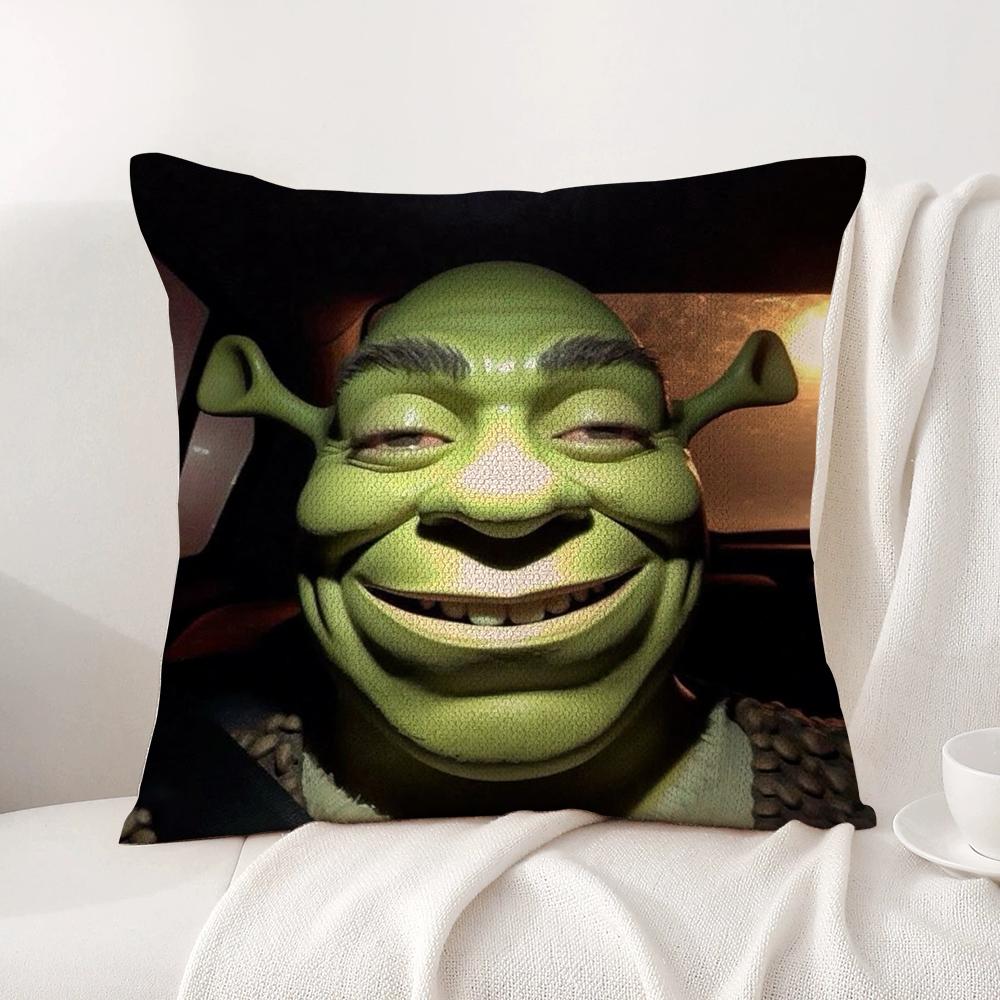 Funny Cartoon S-Shreks Pillow Case Natural Linen Organic Fabric Double-Sided Printing Breathable Perfect For Home Decor