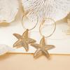 Bohemia Gold Color Starfish Hoop Earring for Women Vintage Exaggerate Metal Big Starfish Earring Beach Party Daily Wear Jewelry