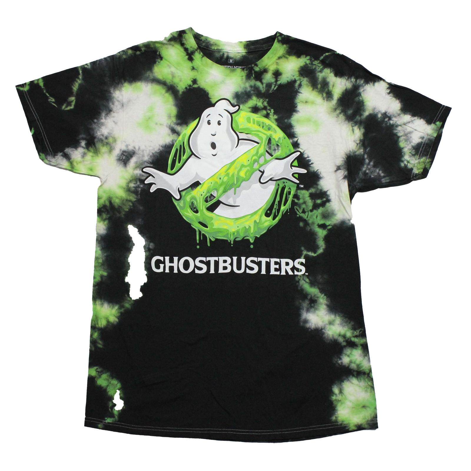 Ghostbusters New Adult T-Shirt - Gooey Dripping Green Classic Logo L